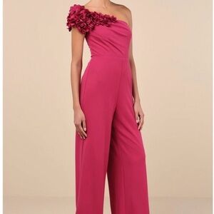 Lulu's Pink One-Shoulder Jumpsuit Size M